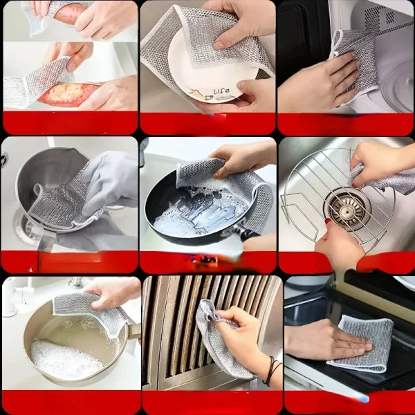 Combo Deal Disposable Food Cover Plastic Wrap 100 Pcs + 2 Pcs Dishwashing Rug